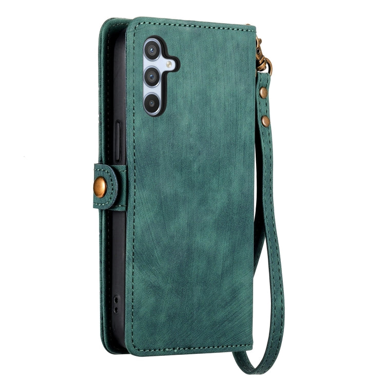 For Samsung Galaxy A31 Geometric Zipper Wallet Side Buckle Leather Phone Case(Green)