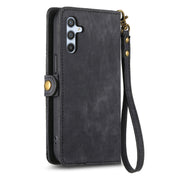 For Samsung Galaxy A31 Geometric Zipper Wallet Side Buckle Leather Phone Case(Black)