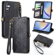 For Samsung Galaxy A41 Geometric Zipper Wallet Side Buckle Leather Phone Case(Black) - free shipping - PMC TechLife - Order now!