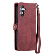 For Samsung Galaxy A24 4G Geometric Zipper Wallet Side Buckle Leather Phone Case(Red)