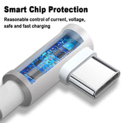 5pcs XJ-93 1m 120W USB to Type-C Elbow Fast Charging Data Cable for vivo and Other Phone(White)