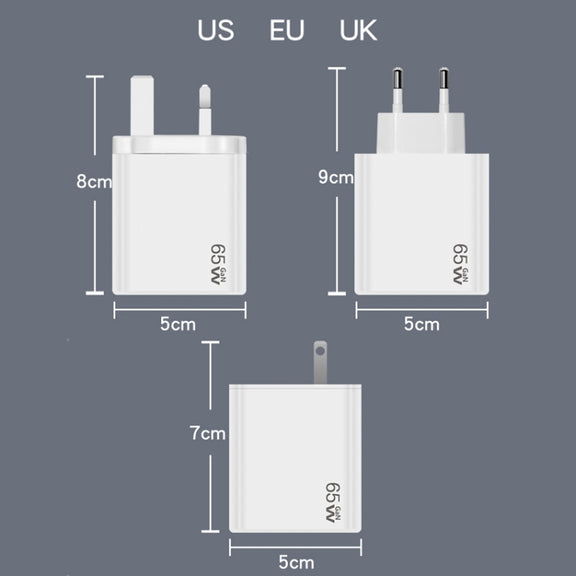 GaN PD48W Type-C PD3.0 + USB3.0 Fast Charger ，US Plug(Black)
