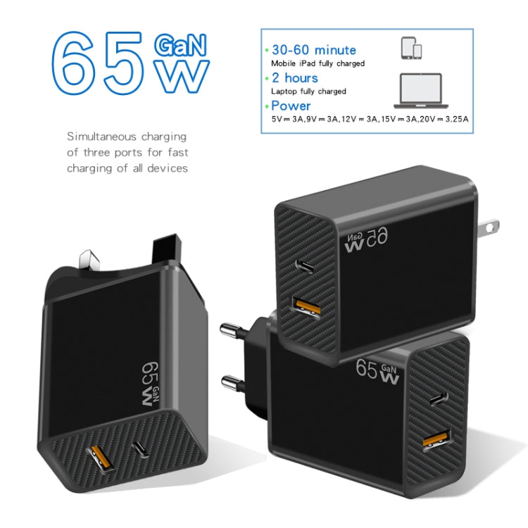 GaN PD48W Type-C PD3.0 + USB3.0 Notebook Adapter ，UK Plug(White)