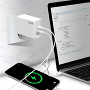 GaN PD48W Type-C PD3.0 + USB3.0 Notebook Adapter ，UK Plug(White)