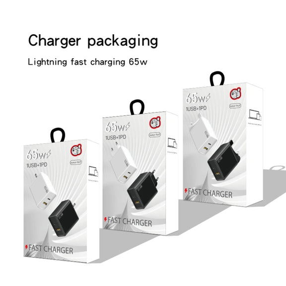 GaN PD48W Type-C PD3.0 + USB3.0 Notebook Adapter ，UK Plug(White)