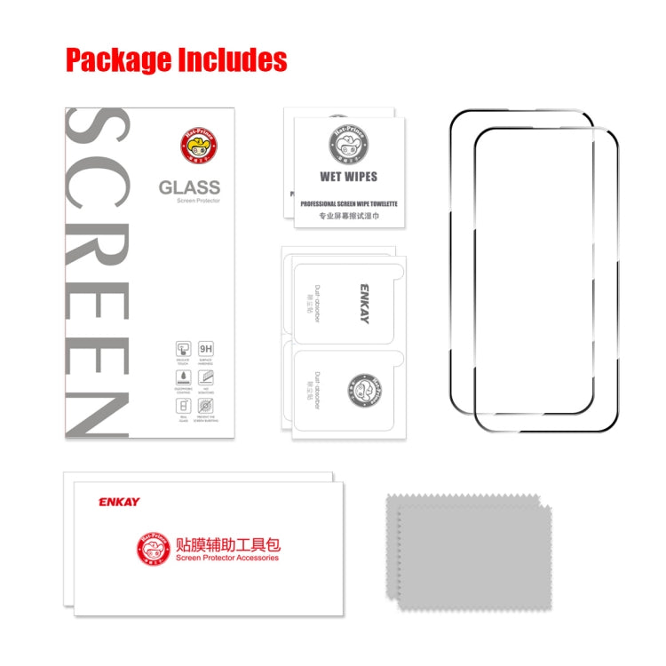 For iPhone 16 Plus 2pcs ENKAY Full Glue High Aluminum-silicon Tempered Glass Film