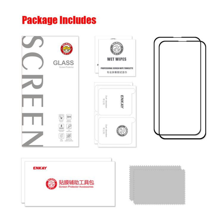For iPhone 16e 2pcs ENKAY Full Glue High Aluminum-silicon Tempered Glass Film