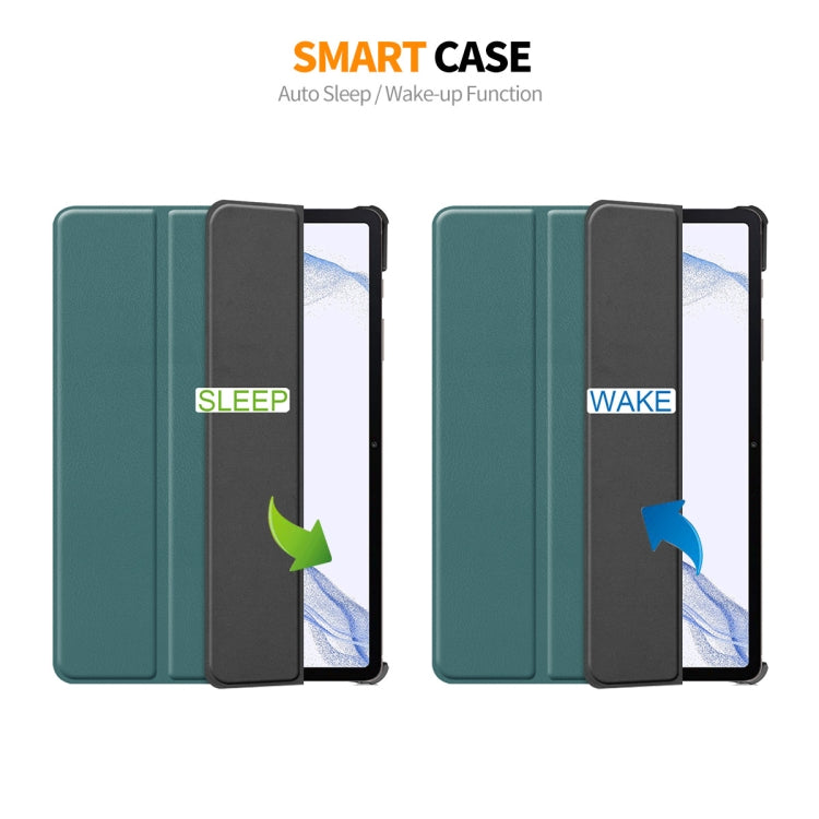 For Samsung Galaxy Tab S9 ENKAY Tri-fold Custer Texture Leather Smart Tablet Case(Grey)