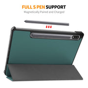 For Samsung Galaxy Tab S9 ENKAY Tri-fold Custer Texture Leather Smart Tablet Case(Grey)