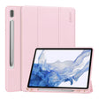 For Samsung Galaxy Tab S9 ENKAY Tri-fold Custer Leather TPU Bottom Smart Case with Pen Slot(Pink) - Galaxy Tab S9 Cases by ENKAY | Online Shopping South Africa | PMC TechLife | Buy Now Pay Later Mobicred