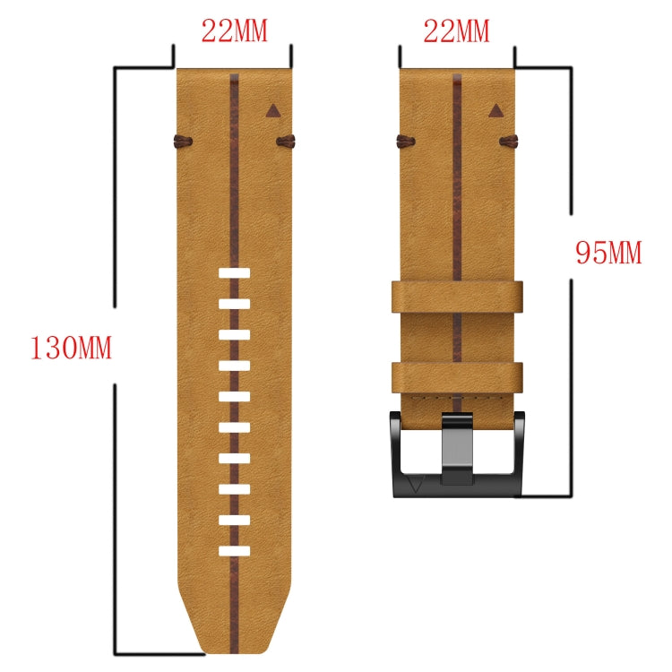 For Garmin Fenix 6 Sapphire GPS Leather Textured 22mm Watch Band(Brown)