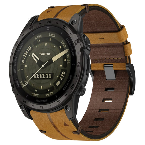 Compatible with Garmin Tactix 7 AMOLED 26mm Leather Textured Watch Band(Brown)