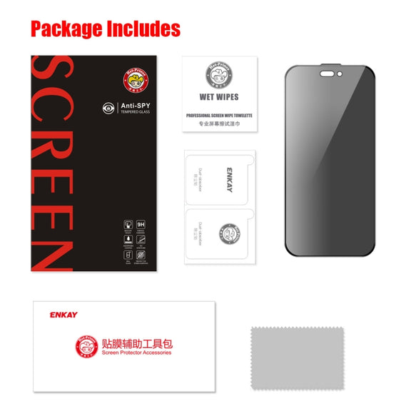 For iPhone 16 Pro ENKAY Hat-Prince 28 Degree Anti-peeping Tempered Glass Full Screen Film