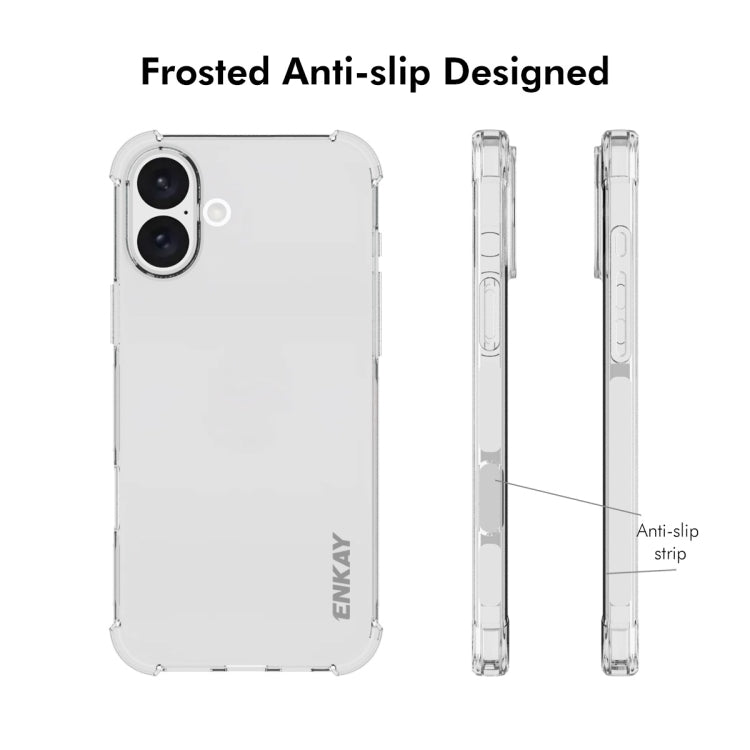 For iPhone 16 ENKAY Hat-Prince Transparent TPU Shockproof Phone Case