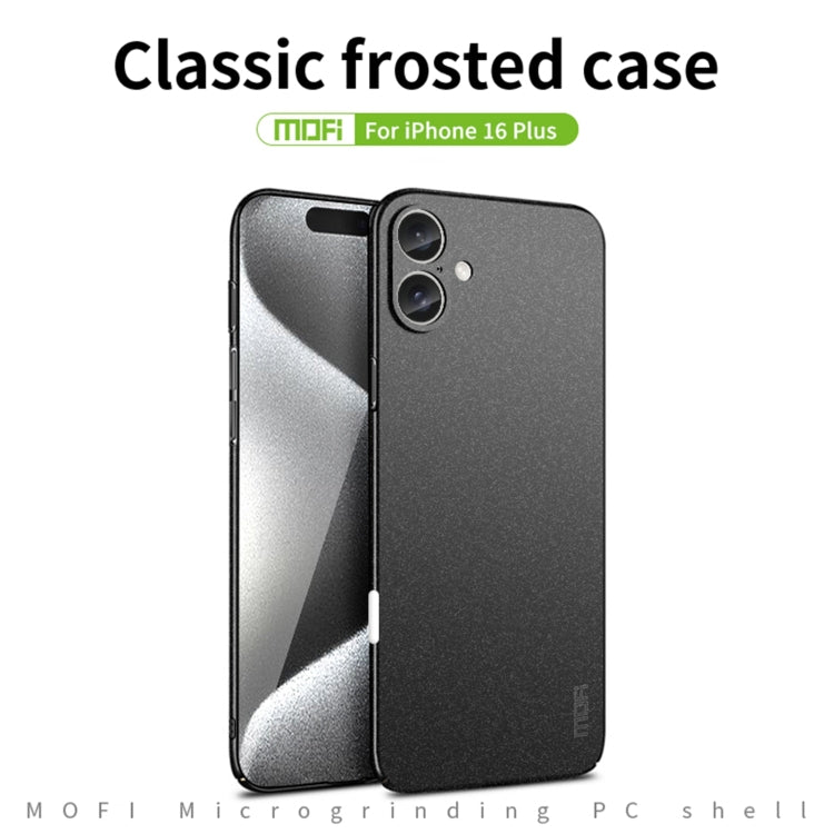 For iPhone 16 Plus MOFI Fandun Series Frosted PC Ultra-thin All-inclusive Phone Case(Black)