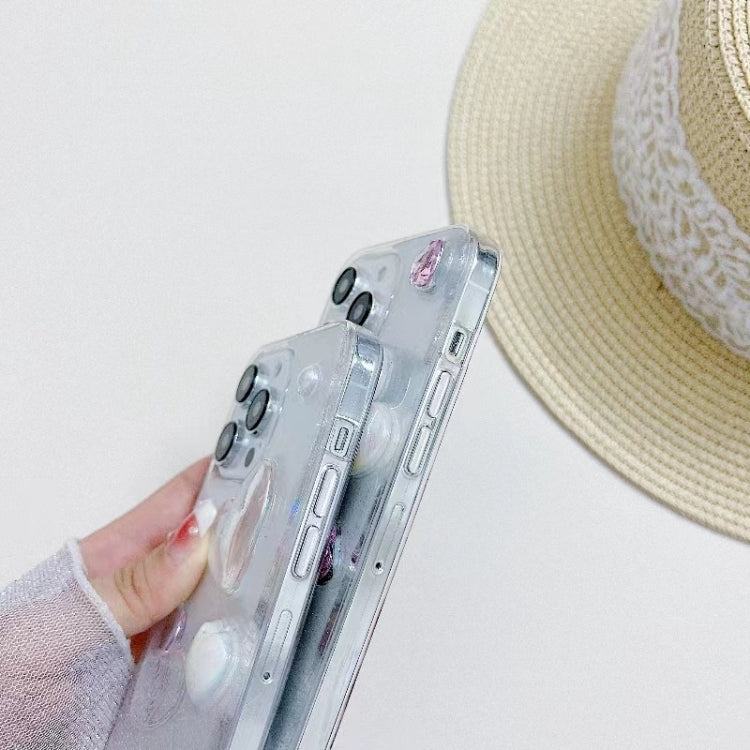 For iPhone 16 Plus Love Epoxy TPU Phone Case(Transparent)