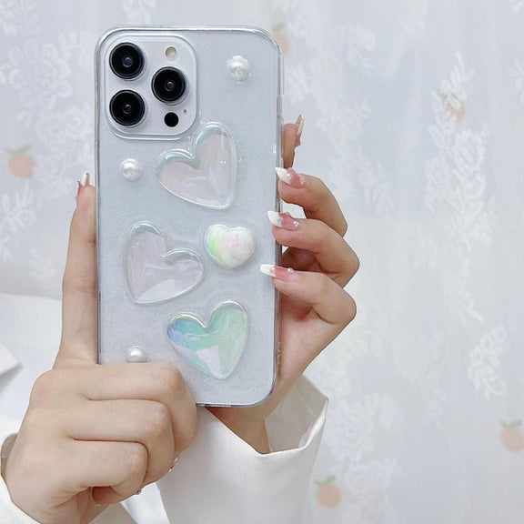 For iPhone 16e Love Epoxy TPU Phone Case(Transparent)