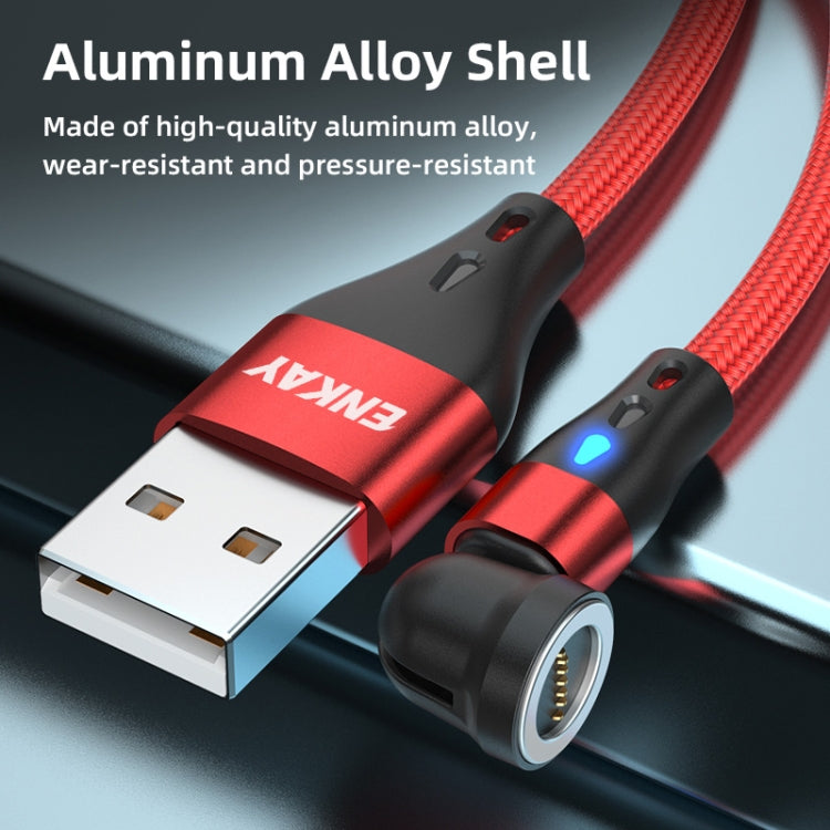 ENKAY 3 in 1 3A USB to Type-C / 8 Pin / Micro USB Magnetic 540 Degrees Rotating Fast Charging Cable, Length:1m(Green)