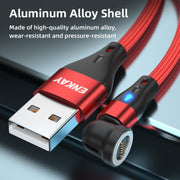ENKAY 3 in 1 3A USB to Type-C / 8 Pin / Micro USB Magnetic 540 Degrees Rotating Fast Charging Cable, Length:1m(Green)