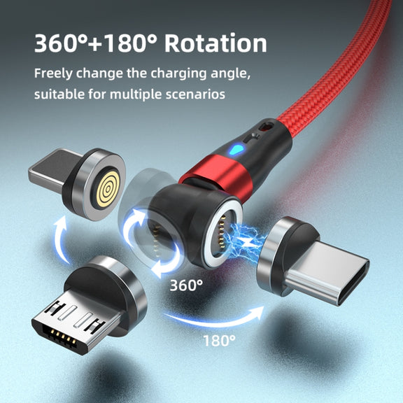 ENKAY 3 in 1 3A USB to Type-C / 8 Pin / Micro USB Magnetic 540 Degrees Rotating Fast Charging Cable, Length:1m(Green)