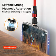 ENKAY 3 in 1 3A USB to Type-C / 8 Pin / Micro USB Magnetic 540 Degrees Rotating Fast Charging Cable, Length:1m(Red)