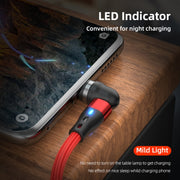 ENKAY 3 in 1 3A USB to Type-C / 8 Pin / Micro USB Magnetic 540 Degrees Rotating Fast Charging Cable, Length:1m(Black)