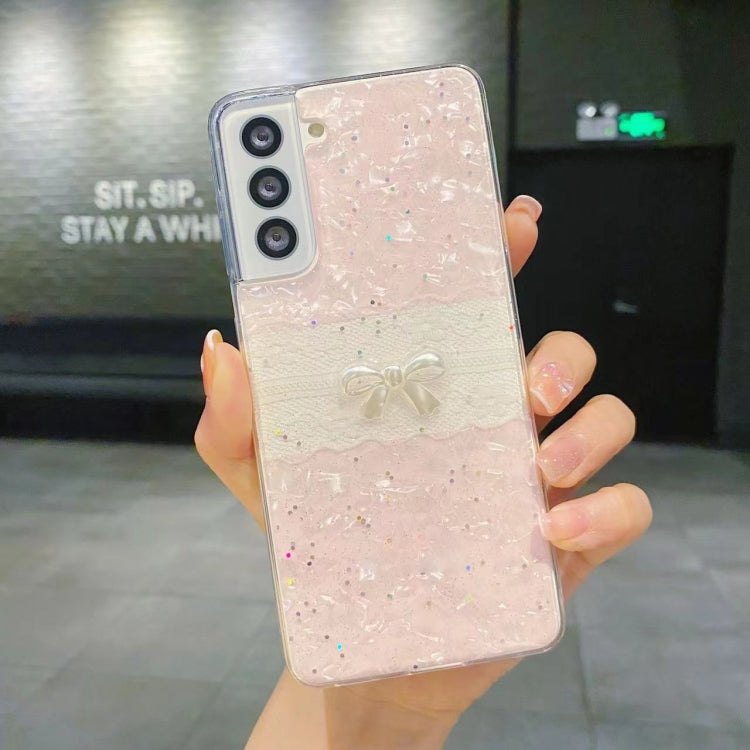 For Samsung Galaxy S23 5G Shell Pattern Bow TPU Phone Protective Case(Pink)