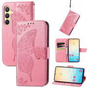 For Samsung Galaxy S24 5G Butterfly Love Flower Embossed Leather Phone Case(Pink)