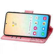 For Samsung Galaxy S25 5G Butterfly Love Flower Embossed Leather Phone Case(Pink)