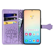 For Samsung Galaxy S25 Ultra 5G Cat and Dog Embossed Leather Phone Case(Purple)