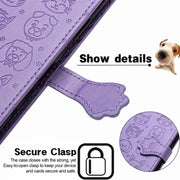 For Samsung Galaxy S25+ 5G Cat and Dog Embossed Leather Phone Case(Rose Gold)