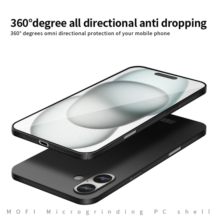 For iPhone 16 Plus MOFI Frosted PC Ultra-thin Hard Phone Case(Black)