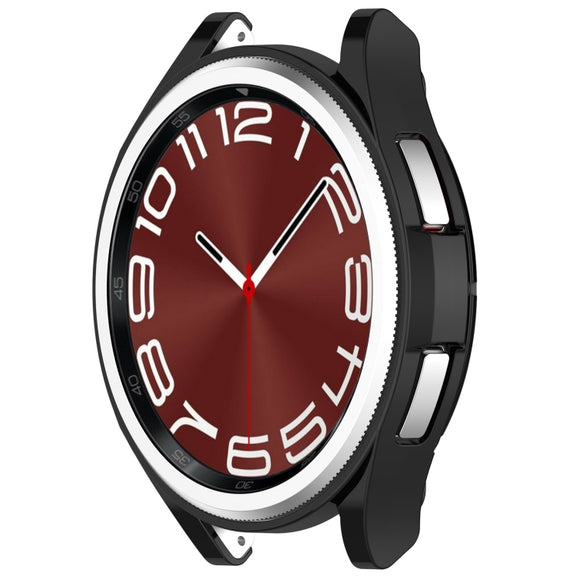 For Samsung Galaxy Watch6 Classic 43mm Electroplated TPU Half Pack Hollow Watch Protective Case(Black)