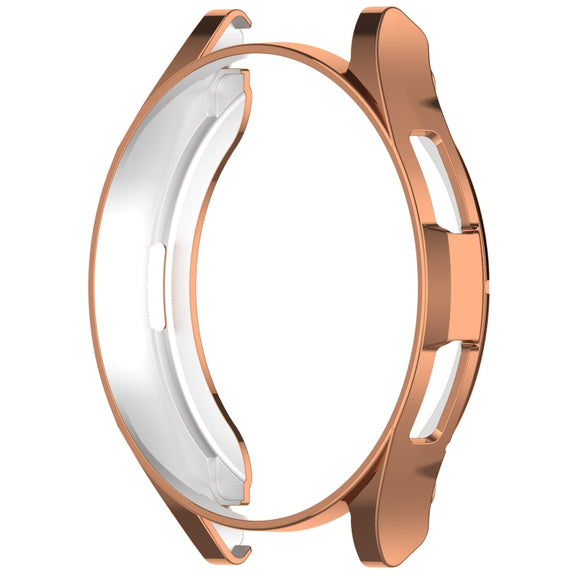 For Samsung Galaxy Watch6 Classic 43mm Electroplated TPU Half Pack Hollow Watch Protective Case(Rose Gold)