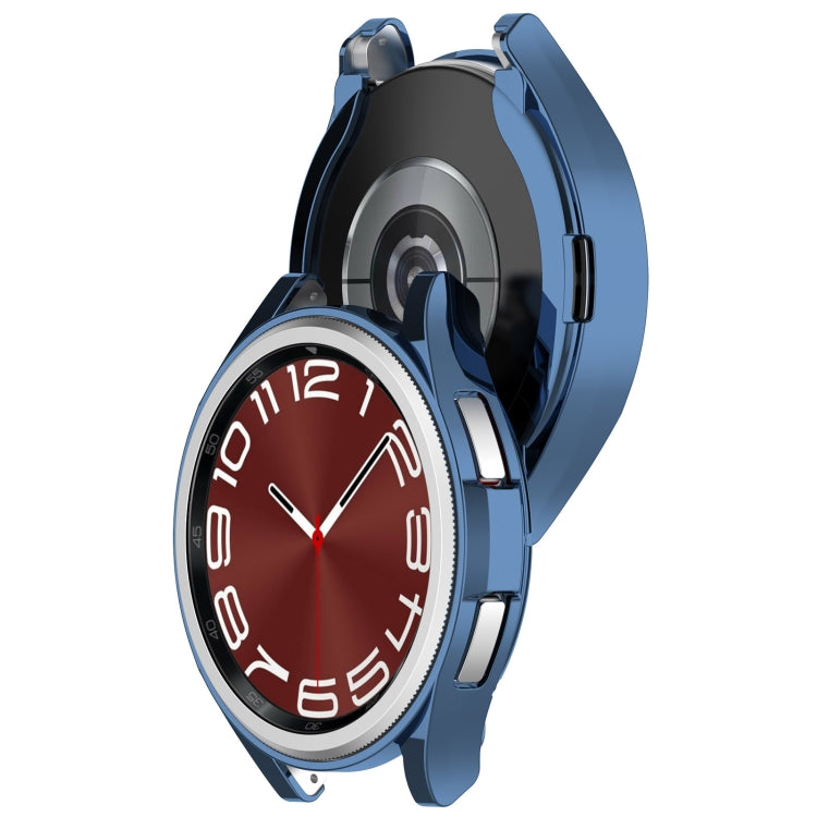 For Samsung Galaxy Watch6 Classic 43mm Electroplated TPU Half Pack Hollow Watch Protective Case(Blue)