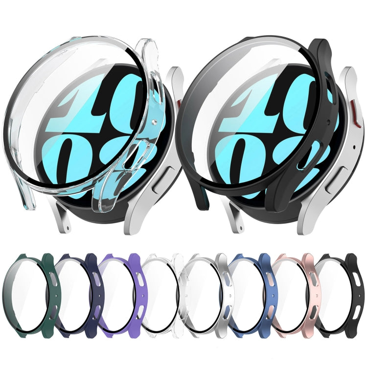 For Samsung Galaxy Watch6 40mm PC + Tempered Film Integrated Watch Protective Case(Silver)