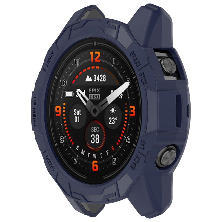 For Garmin Epix Pro 51mm / Fenix 7X / 7X Pro Armored TPU Half Wrapped Watch Protective Case(Blue)