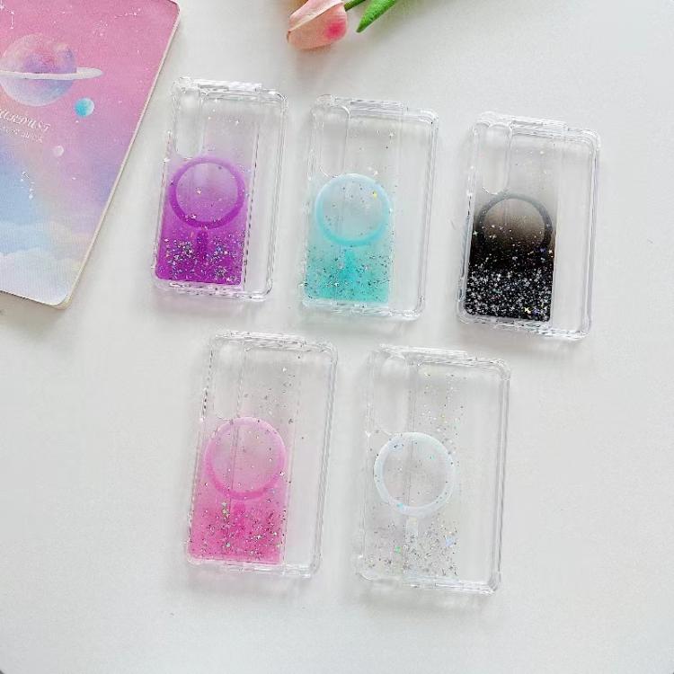 For Samsung Galaxy Z Fold3 Magsafe Glitter TPU Phone Protective Case(Black)