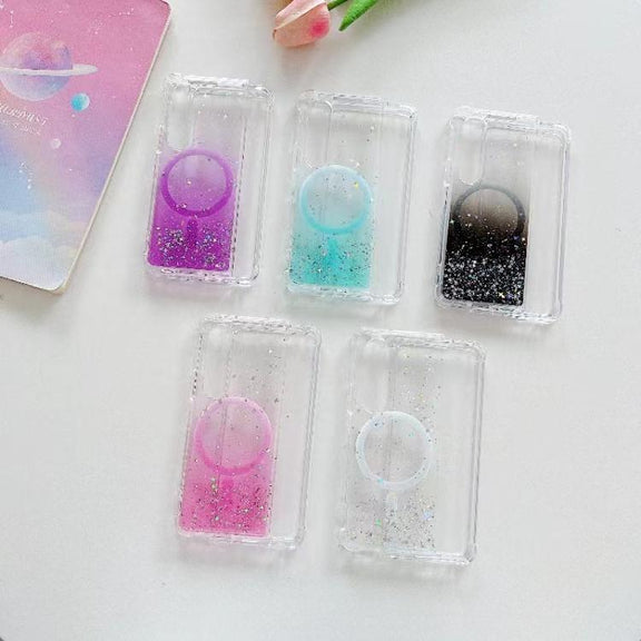 For Samsung Galaxy Z Fold3 Magsafe Glitter TPU Phone Protective Case(Black)