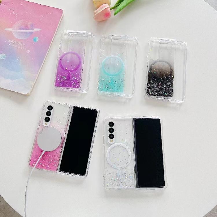 For Samsung Galaxy Z Fold3 Magsafe Glitter TPU Phone Protective Case(Black)