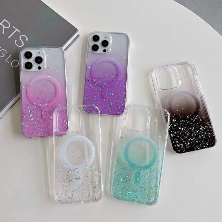 For iPhone 12 Pro Max MagSafe Glitter Hybrid Clear TPU Phone Case(Purple)