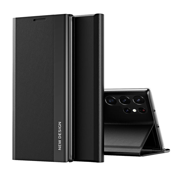 For Samsung Galaxy S24 Ultra 5G Side Electroplated Adsorption Leather Phone Case(Graphite Black)