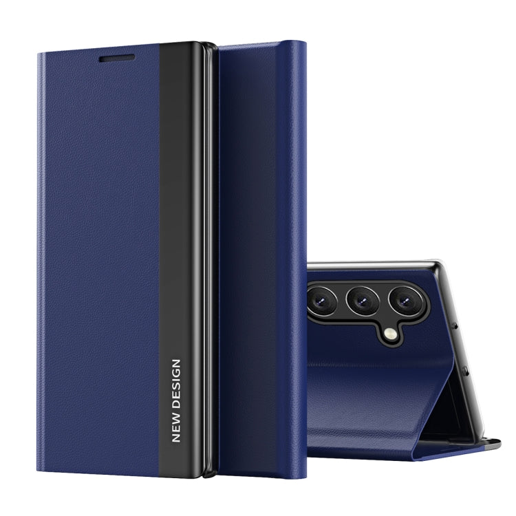 For Samsung Galaxy S25+ 5G Side Electroplated Adsorption Leather Phone Case(Sapphire Blue)