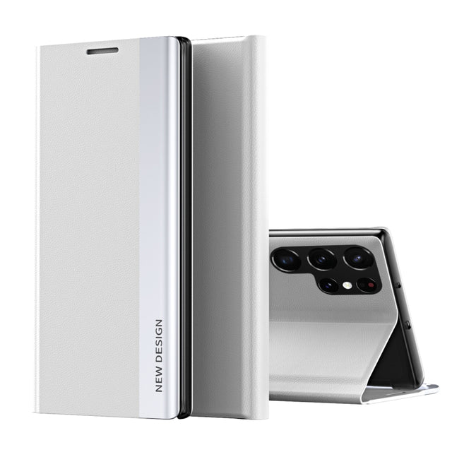 For Samsung Galaxy S25 Ultra 5G Side Electroplated Adsorption Leather Phone Case(White)
