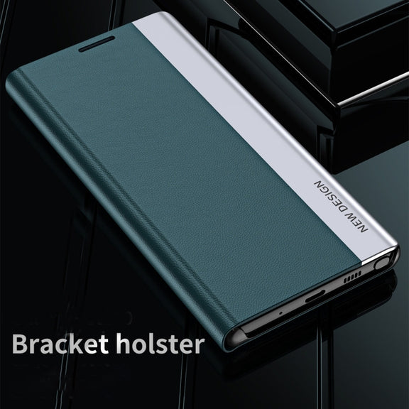 For Samsung Galaxy S25 Ultra 5G Side Electroplated Adsorption Leather Phone Case(Sapphire Blue)