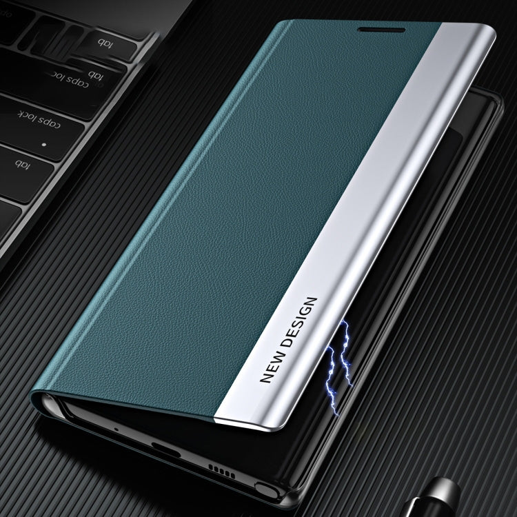 For Samsung Galaxy S24 Ultra 5G Side Electroplated Adsorption Leather Phone Case(Indigo)