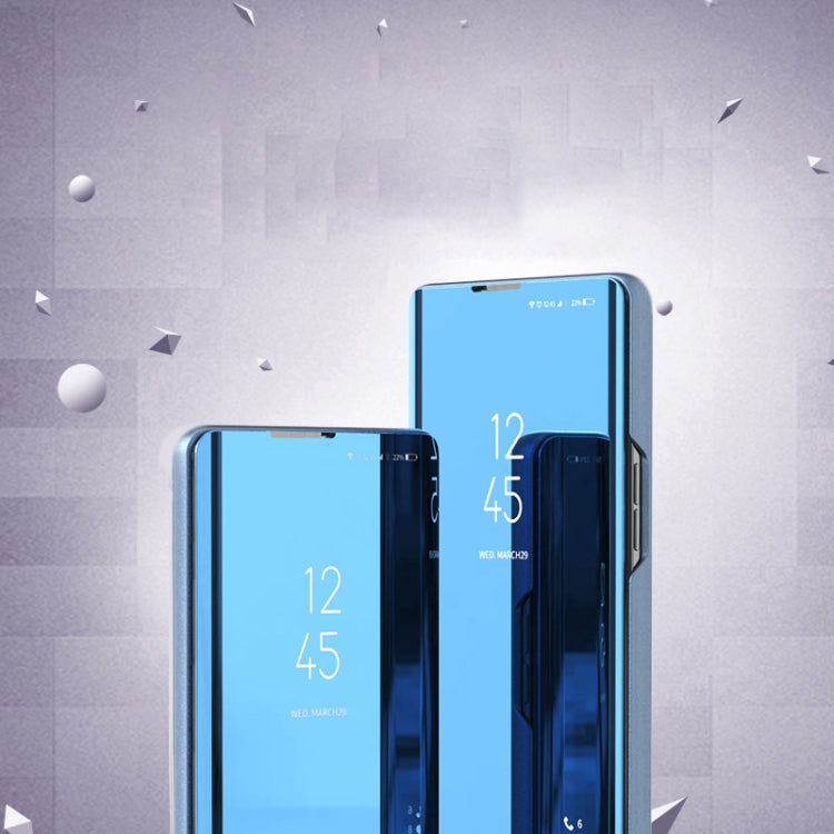 For Samsung Galaxy S25 Ultra 5G Plated Mirror Horizontal Flip Leather Phone Case with Holder(Blue)