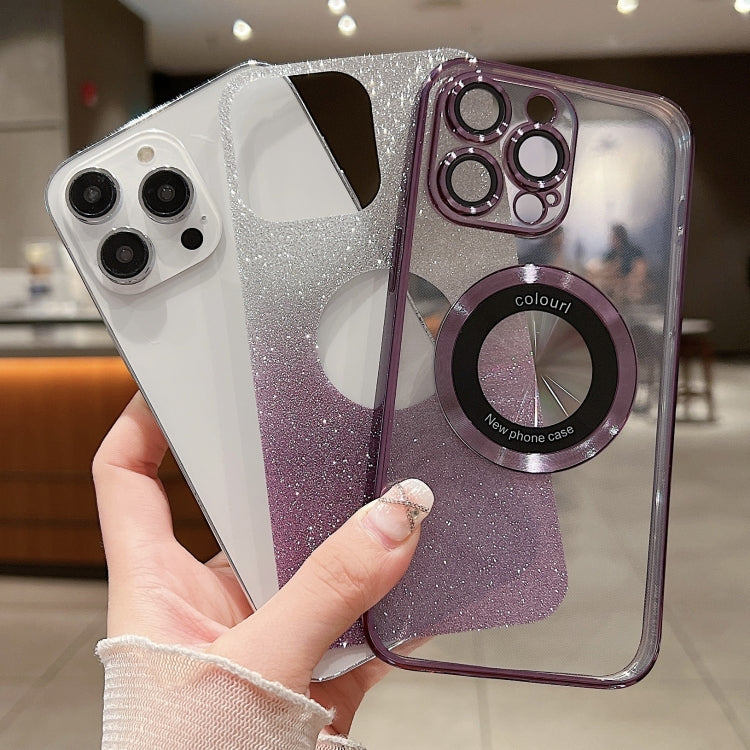 For iPhone 13 Pro MagSafe Gradient Glitter Electroplating TPU Phone Case(Purple)