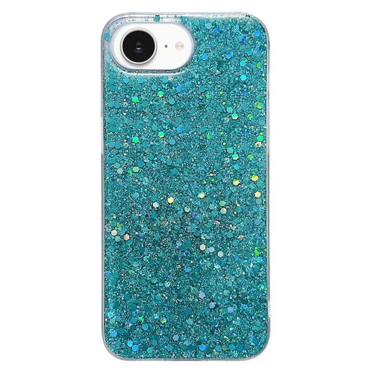 For iPhone 16e Glitter Sequins Epoxy TPU Phone Case(Green)