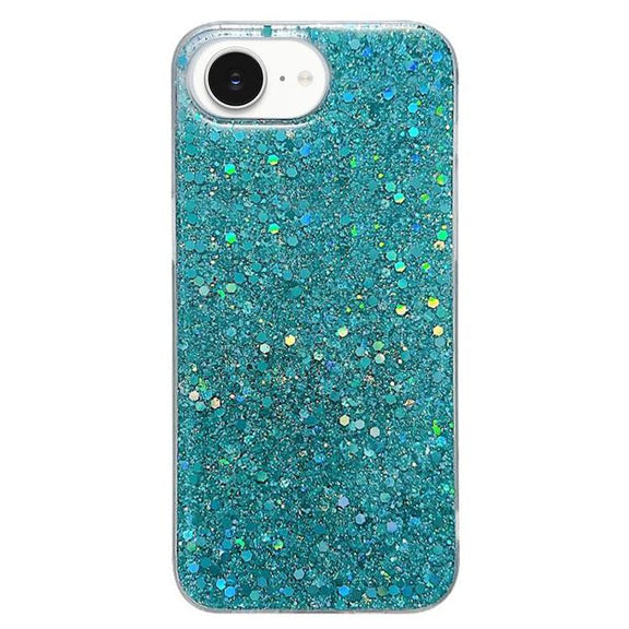 For iPhone 16e Glitter Sequins Epoxy TPU Phone Case(Green)